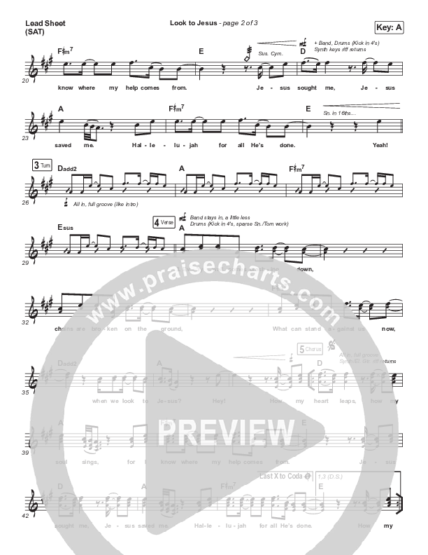 Look To Jesus Lead Sheet (SAT) (Phil Wickham)