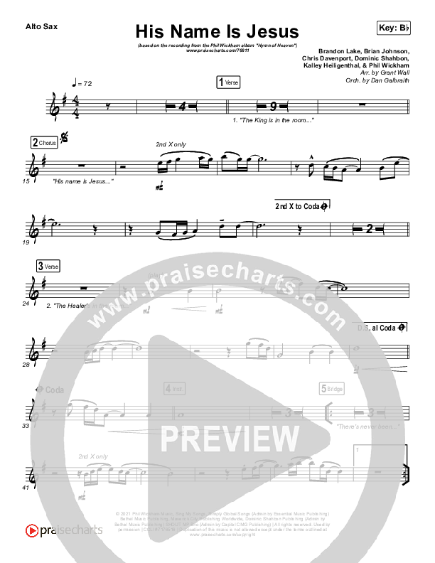 His Name Is Jesus Alto Sax (Phil Wickham)