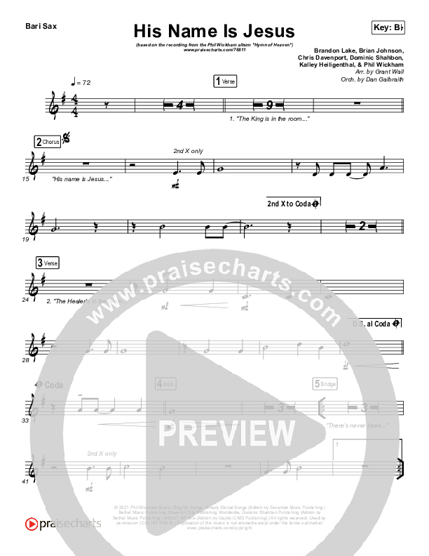 His Name Is Jesus Bari Sax (Phil Wickham)