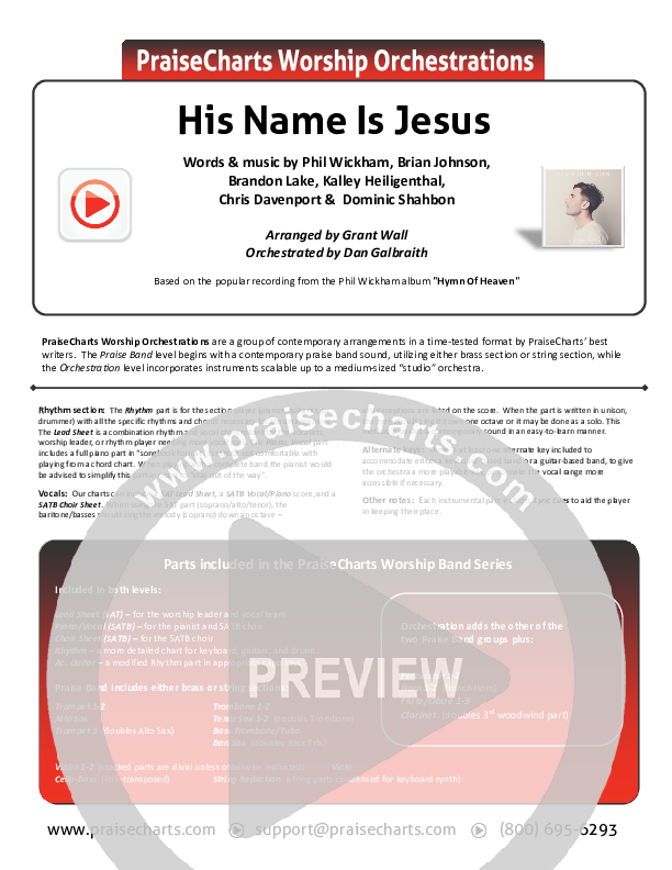 His Name Is Jesus Cover Sheet (Phil Wickham)
