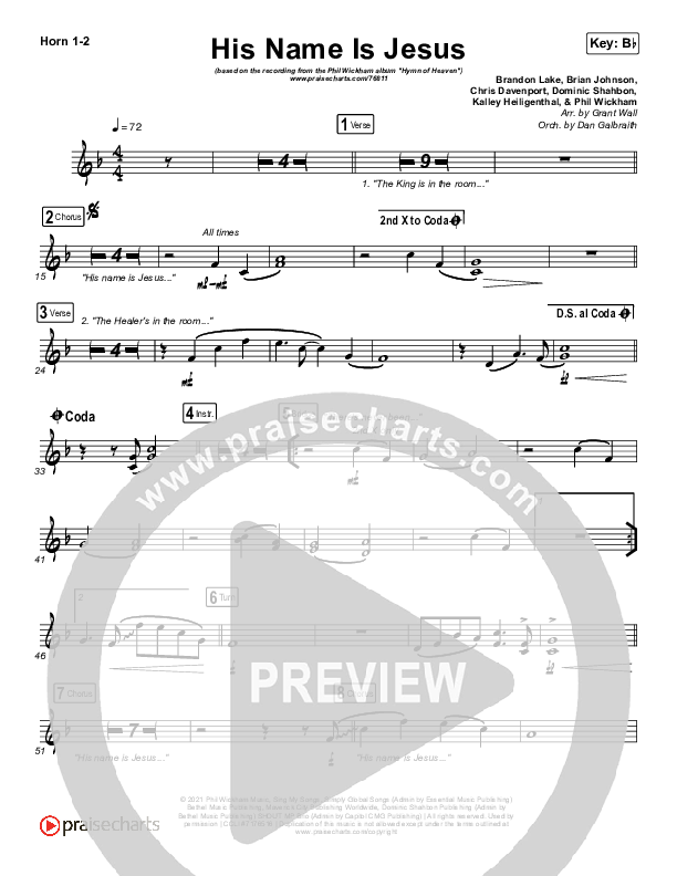 His Name Is Jesus French Horn 1/2 (Phil Wickham)