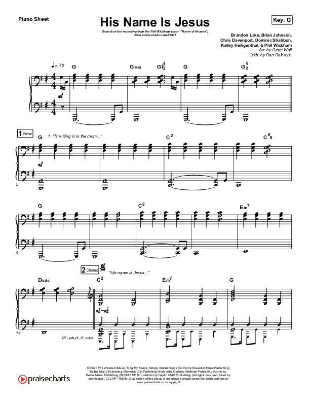 His Name Is Jesus Piano Sheet (Phil Wickham)