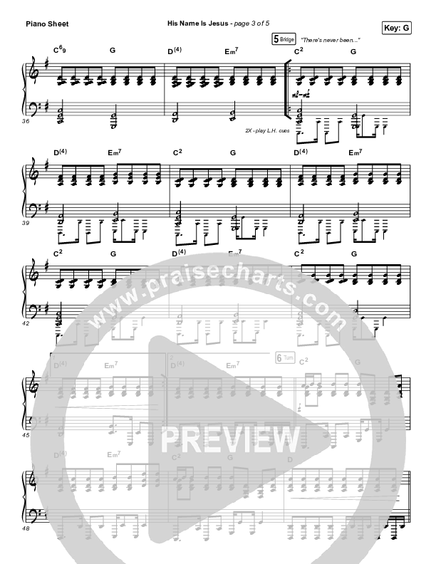 His Name Is Jesus Piano Sheet (Phil Wickham)