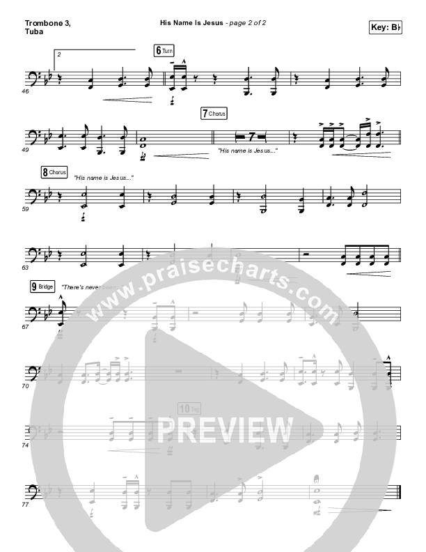 His Name Is Jesus Trombone 3/Tuba (Phil Wickham)