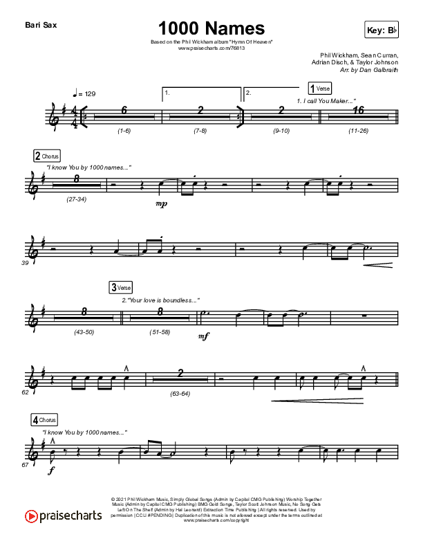 1000 Names Bari Sax (Phil Wickham)