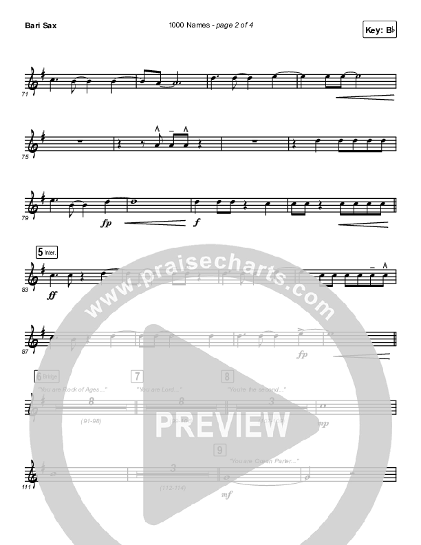 1000 Names Bari Sax (Phil Wickham)