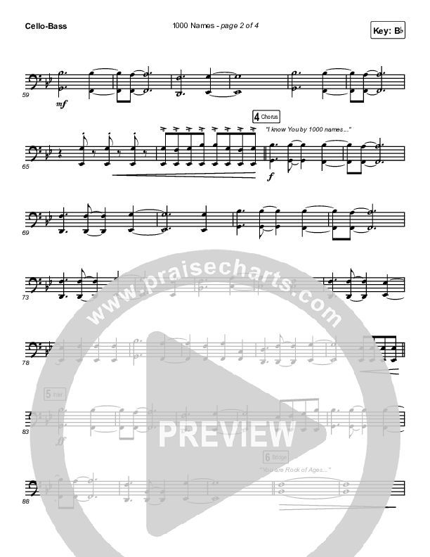 1000 Names Cello/Bass (Phil Wickham)