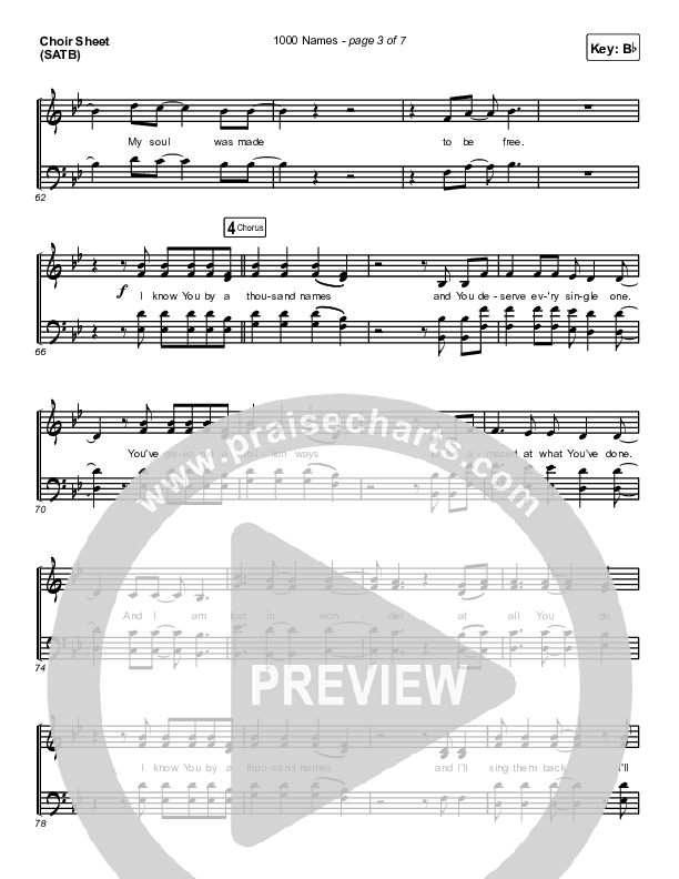 1000 Names Choir Sheet (SATB) (Print Only) (Phil Wickham)