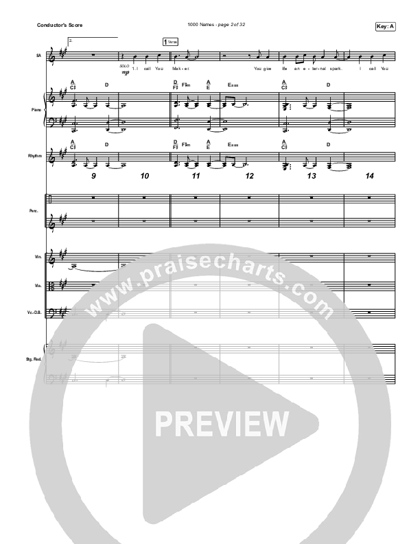 1000 Names Conductor's Score (Phil Wickham)