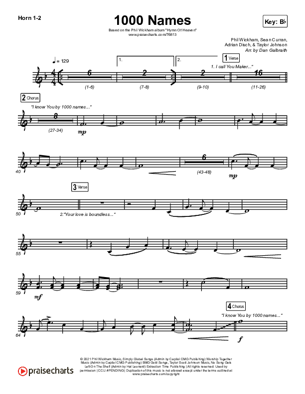 1000 Names French Horn 1,2 (Phil Wickham)