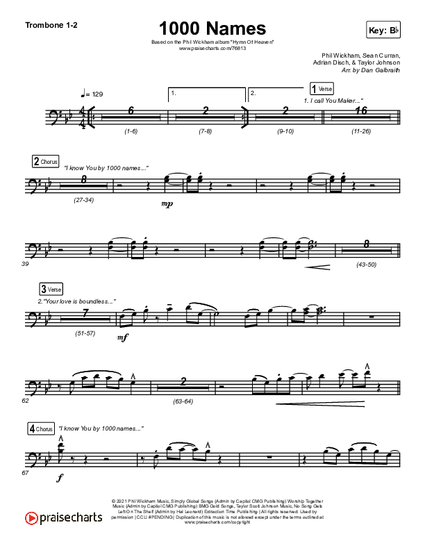 1000 Names Trombone 1/2 (Phil Wickham)