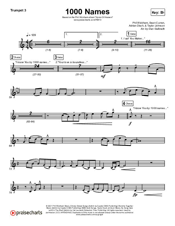 1000 Names Trumpet 3 (Phil Wickham)