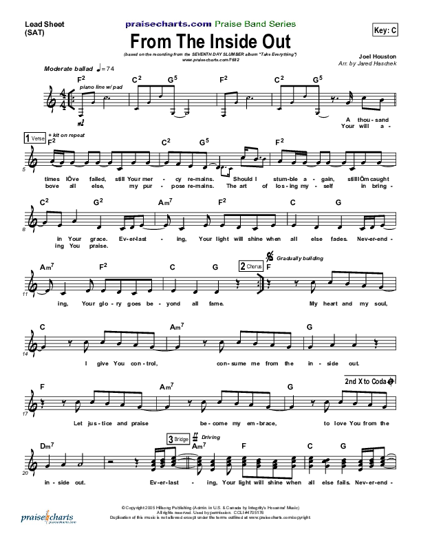 From The Inside Out Lead Sheet (Seventh Day Slumber)