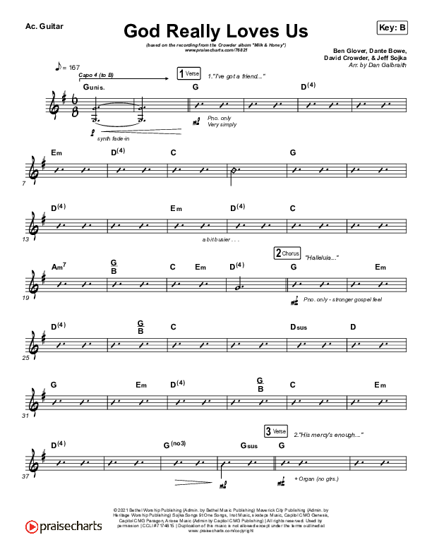 God Really Loves Us Acoustic Guitar (Crowder / Dante Bowe / Maverick City Music)