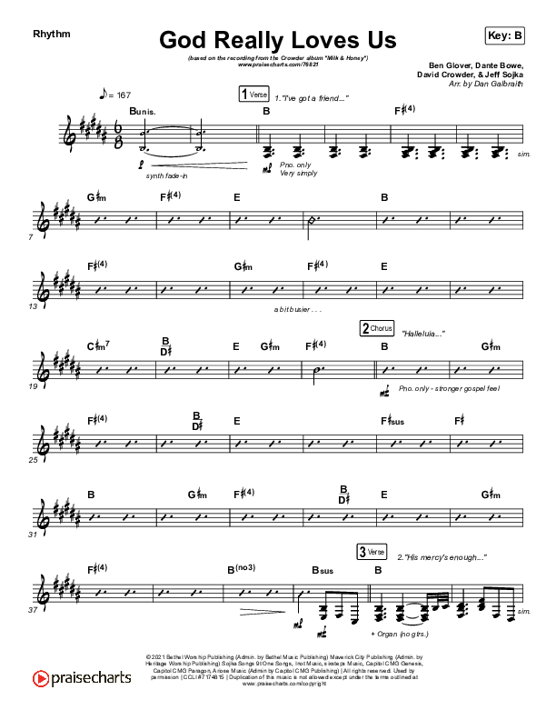 God Really Loves Us Rhythm Chart (Crowder / Dante Bowe / Maverick City Music)