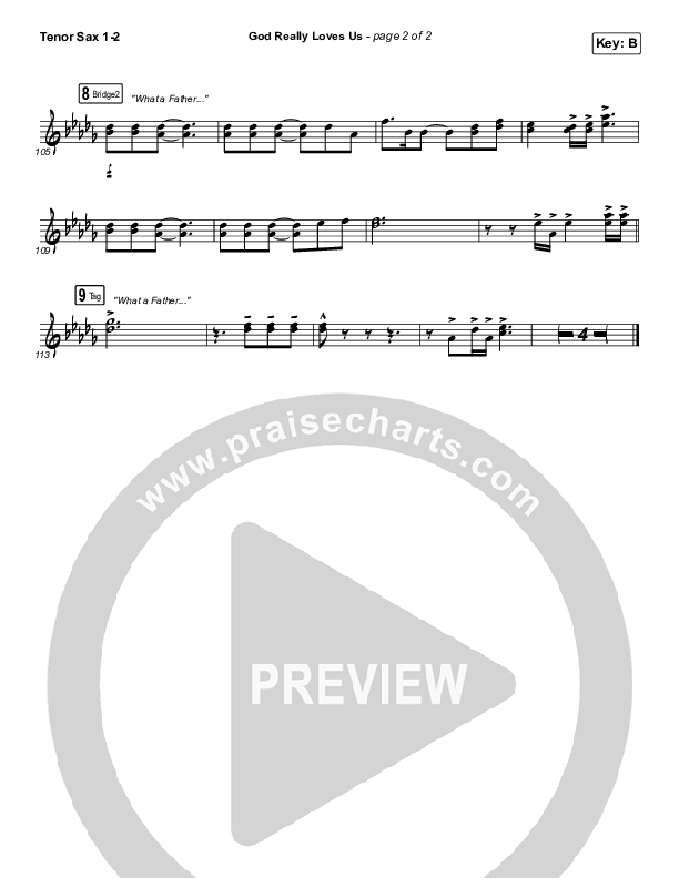 God Really Loves Us Tenor Sax 1/2 (Crowder / Dante Bowe / Maverick City Music)
