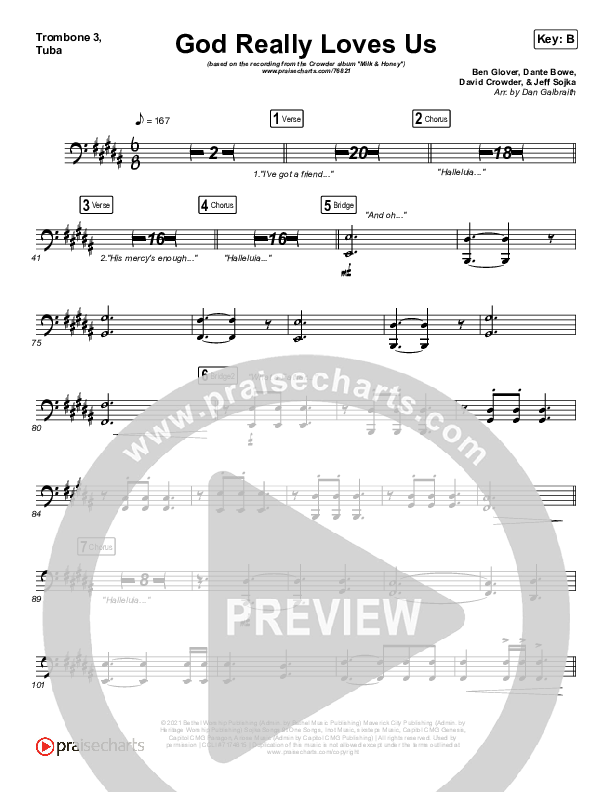 God Really Loves Us Trombone 3/Tuba (Crowder / Dante Bowe / Maverick City Music)