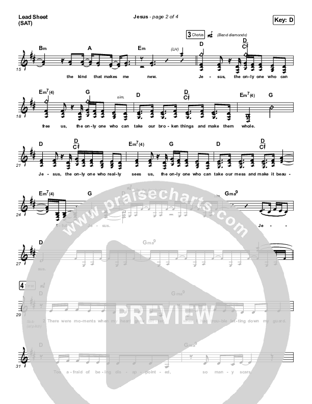 Jesus Lead Sheet (SAT) (Influence Music)