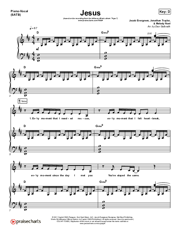 Jesus Piano/Vocal (SATB) (Influence Music)