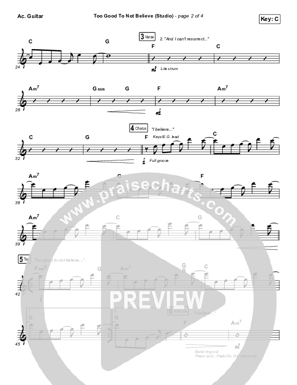 Too Good To Not Believe (Studio) Acoustic Guitar (Cody Carnes / Brandon Lake)