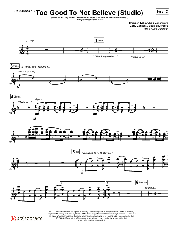 Too Good To Not Believe (Studio) Wind Pack (Cody Carnes / Brandon Lake)