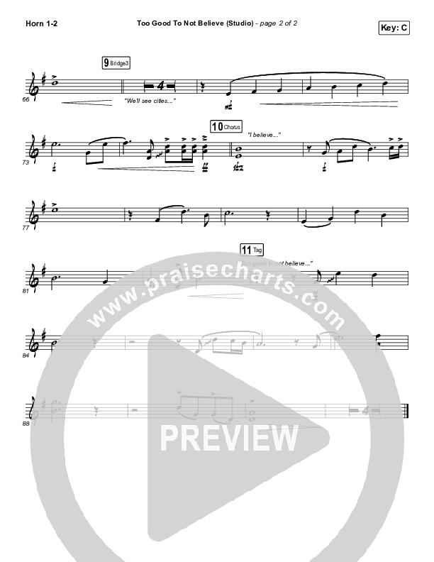 Too Good To Not Believe (Studio) French Horn 1/2 (Cody Carnes / Brandon Lake)