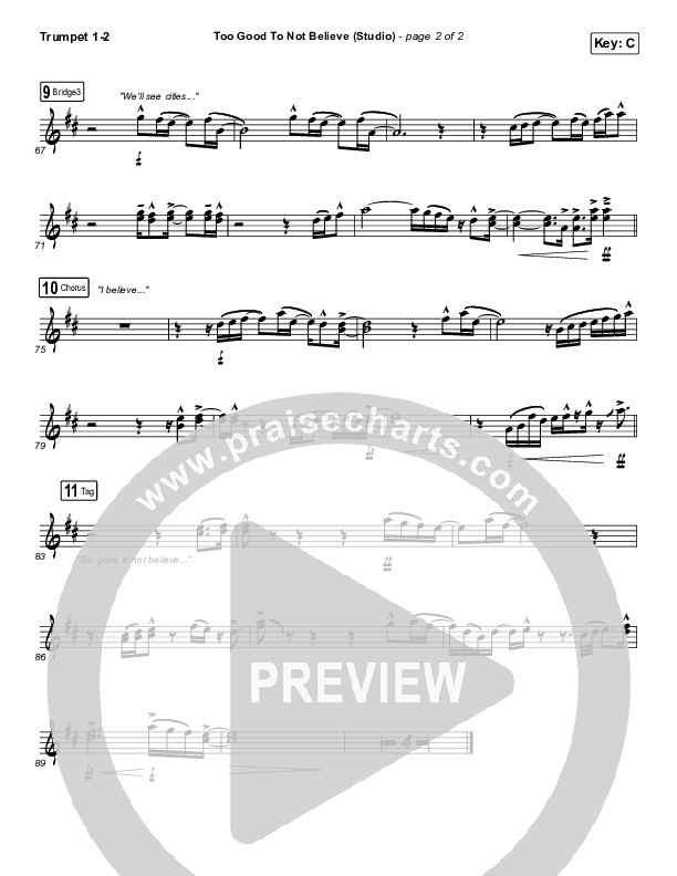 Too Good To Not Believe (Studio) Trumpet 1,2 (Cody Carnes / Brandon Lake)