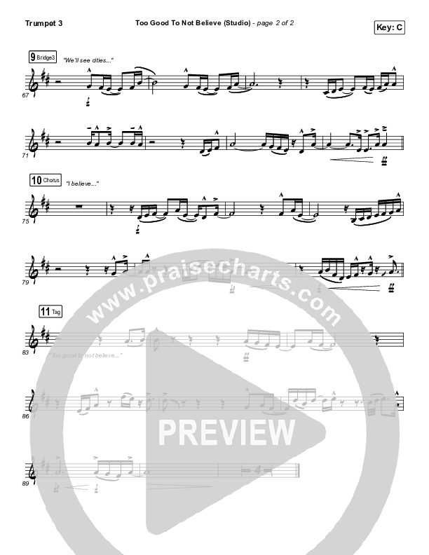 Too Good To Not Believe (Studio) Trumpet 3 (Cody Carnes / Brandon Lake)