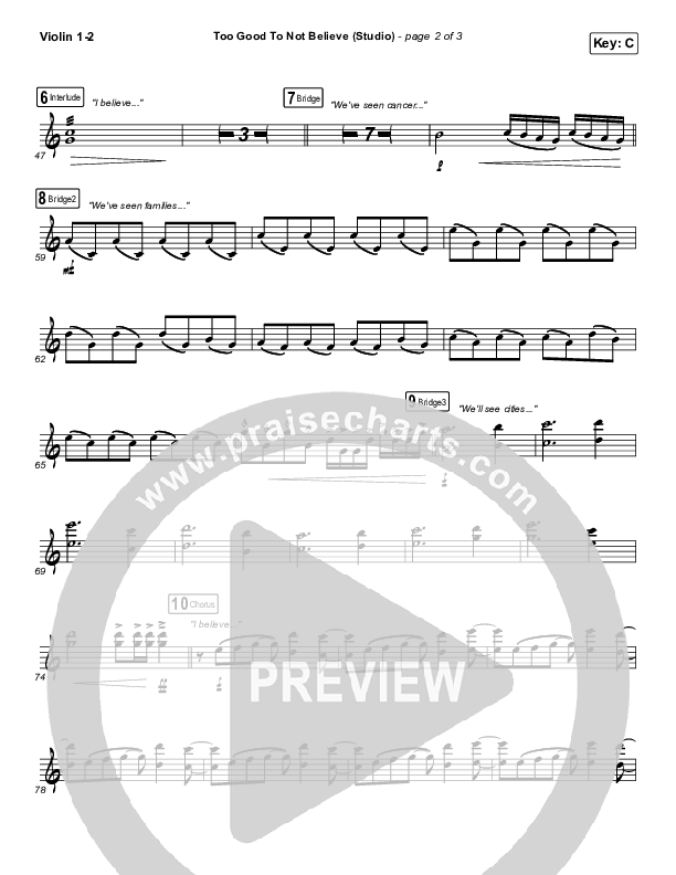 Too Good To Not Believe (Studio) Violin 1/2 (Cody Carnes / Brandon Lake)