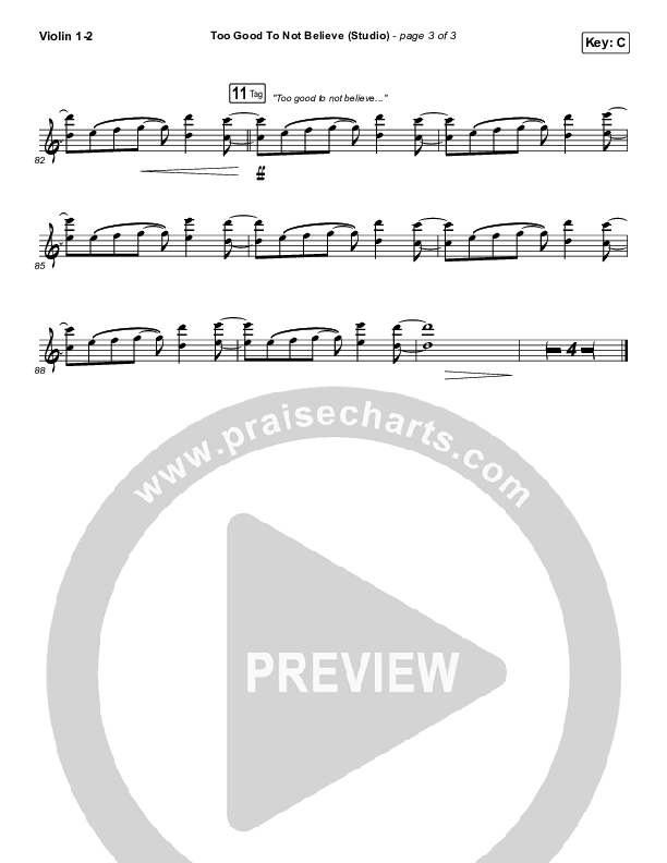 Too Good To Not Believe (Studio) Violin 1/2 (Cody Carnes / Brandon Lake)