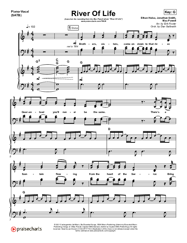 River Of Life Piano/Vocal (SATB) (Mac Powell)