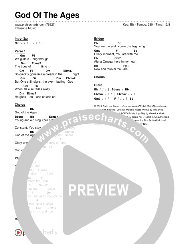 God Of The Ages Chords & Lyrics (Influence Music)