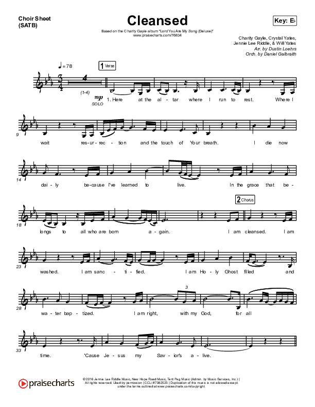 Cleansed Choir Sheet (SATB) (Charity Gayle)