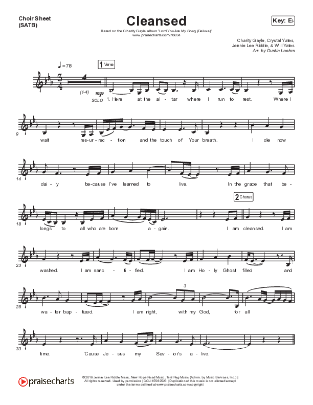 Cleansed Choir Vocals (SATB) (Charity Gayle)
