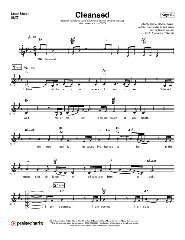 Cleansed Lead Sheet (SAT) (Charity Gayle)