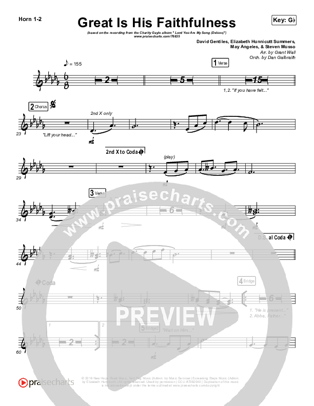 Great Is His Faithfulness French Horn 1/2 (Charity Gayle)
