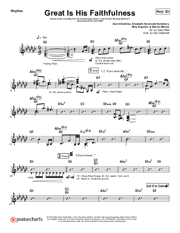 Great Is His Faithfulness Rhythm Chart (Charity Gayle)