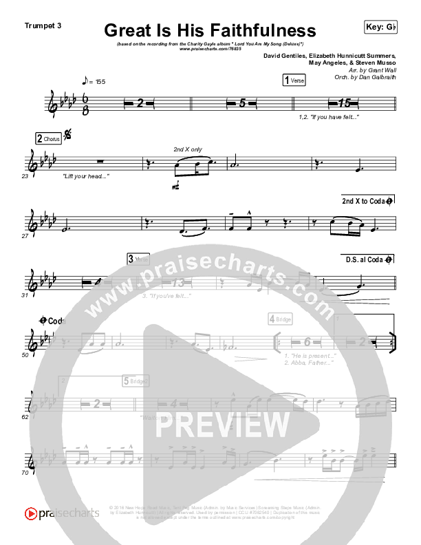 Great Is His Faithfulness Trumpet 3 (Charity Gayle)