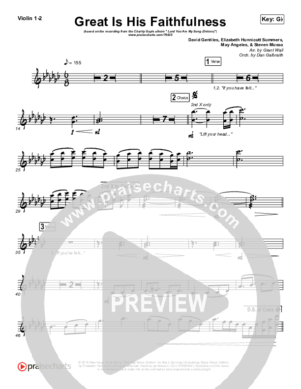 Great Is His Faithfulness Violin 1/2 (Charity Gayle)