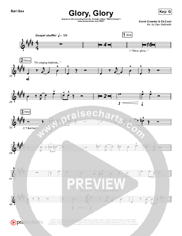 Glory Glory (God Is Able) Bari Sax (Crowder)