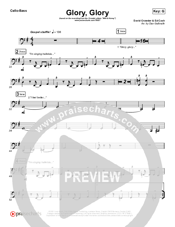 Glory Glory (God Is Able) Cello/Bass (Crowder)