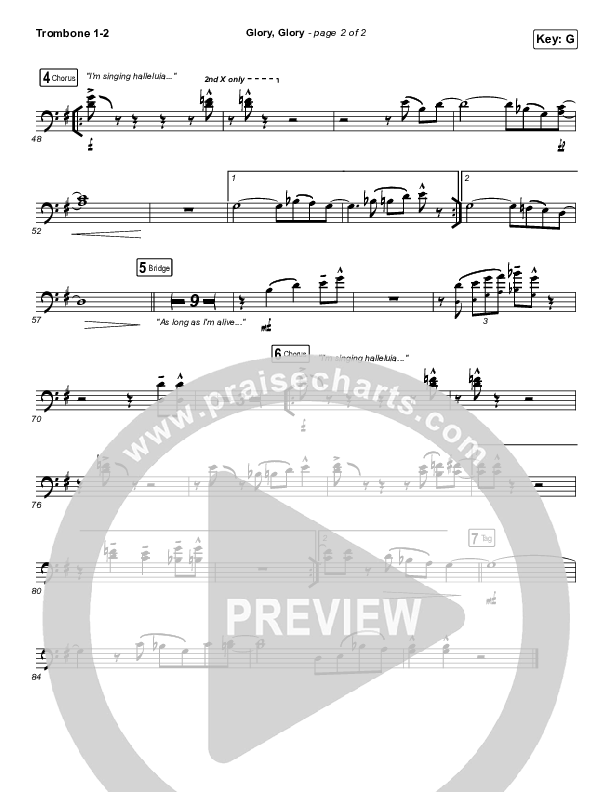 Glory Glory (God Is Able) Trombone 1/2 (Crowder)