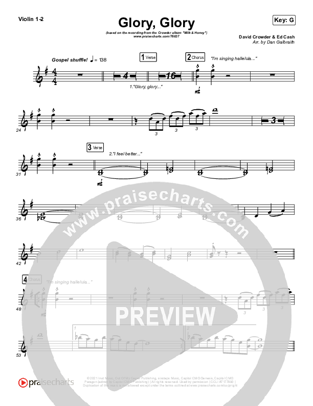 Glory Glory (God Is Able) Violin 1/2 (Crowder)