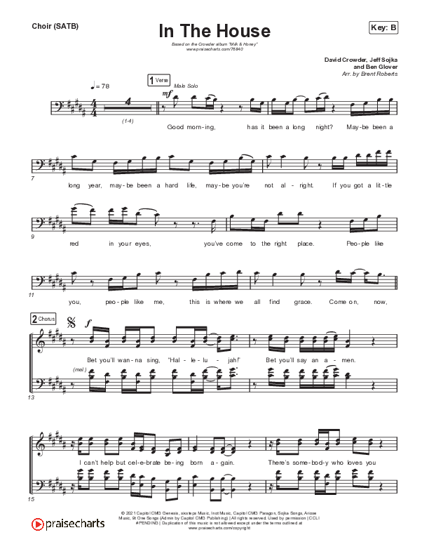 In The House Choir Sheet (SATB) (Crowder)