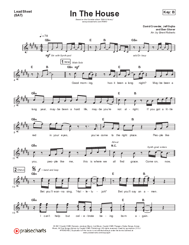 In The House Lead Sheet (SAT) (Crowder)