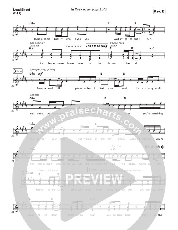 In The House Lead Sheet (SAT) (Crowder)