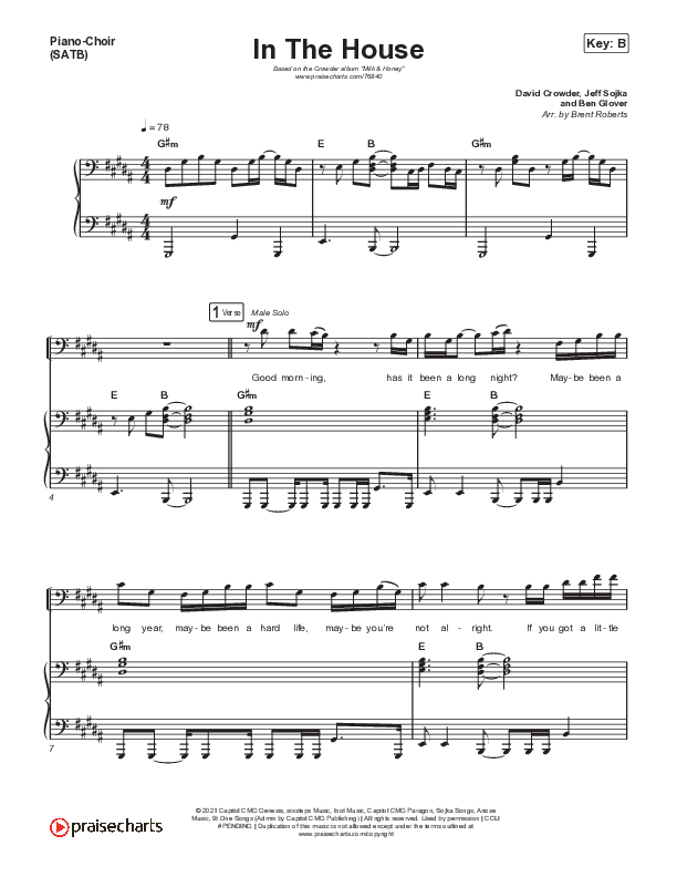 In The House Piano/Vocal (SATB) (Crowder)