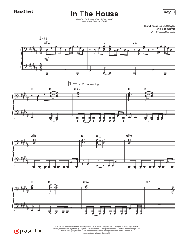In The House Piano Sheet (Crowder)