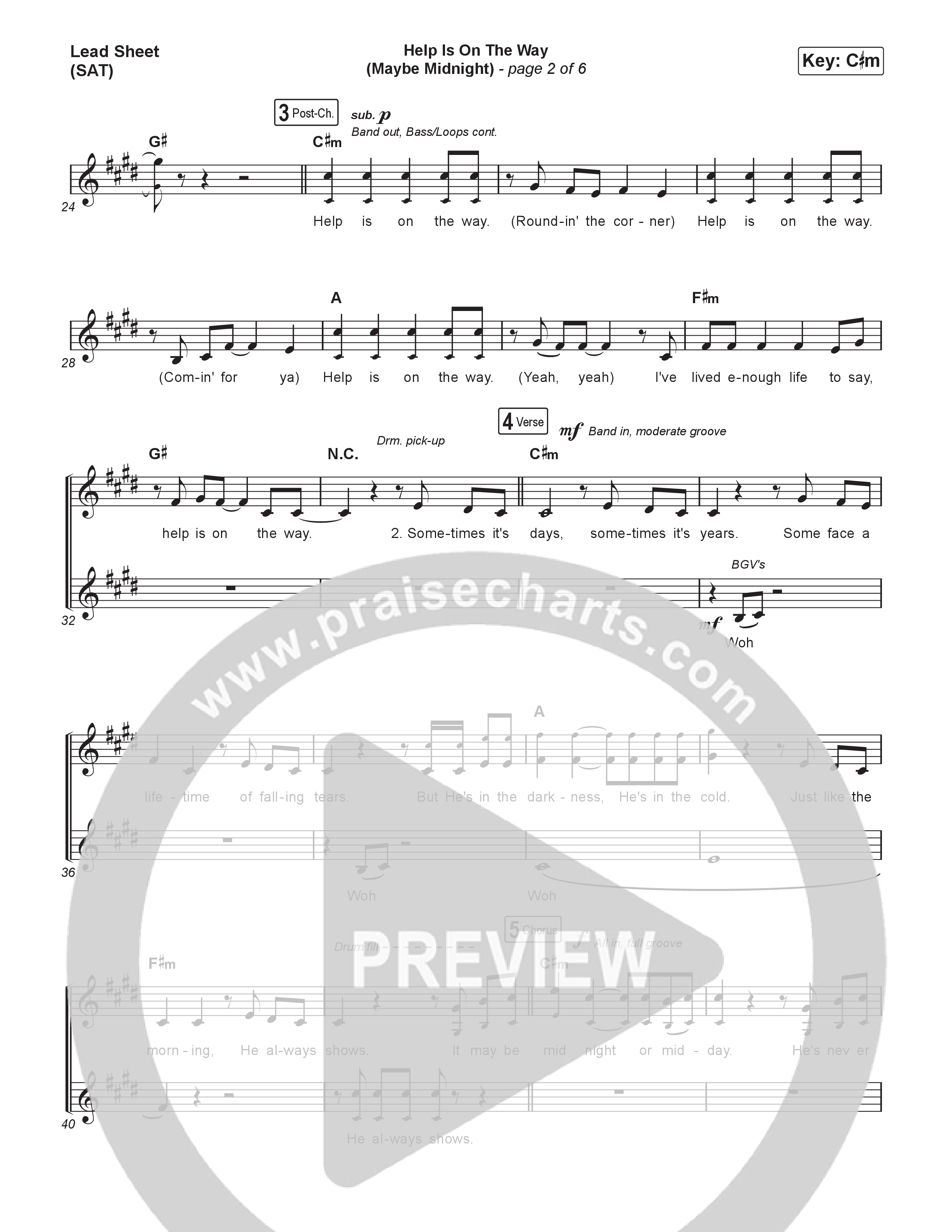 Help Is On The Way (Maybe Midnight) Lead Sheet (SAT) (TobyMac)