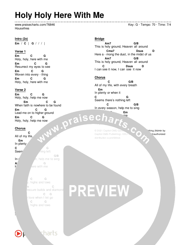 Holy Holy Here With Me Chords & Lyrics (Housefires / Kirby Kaple)